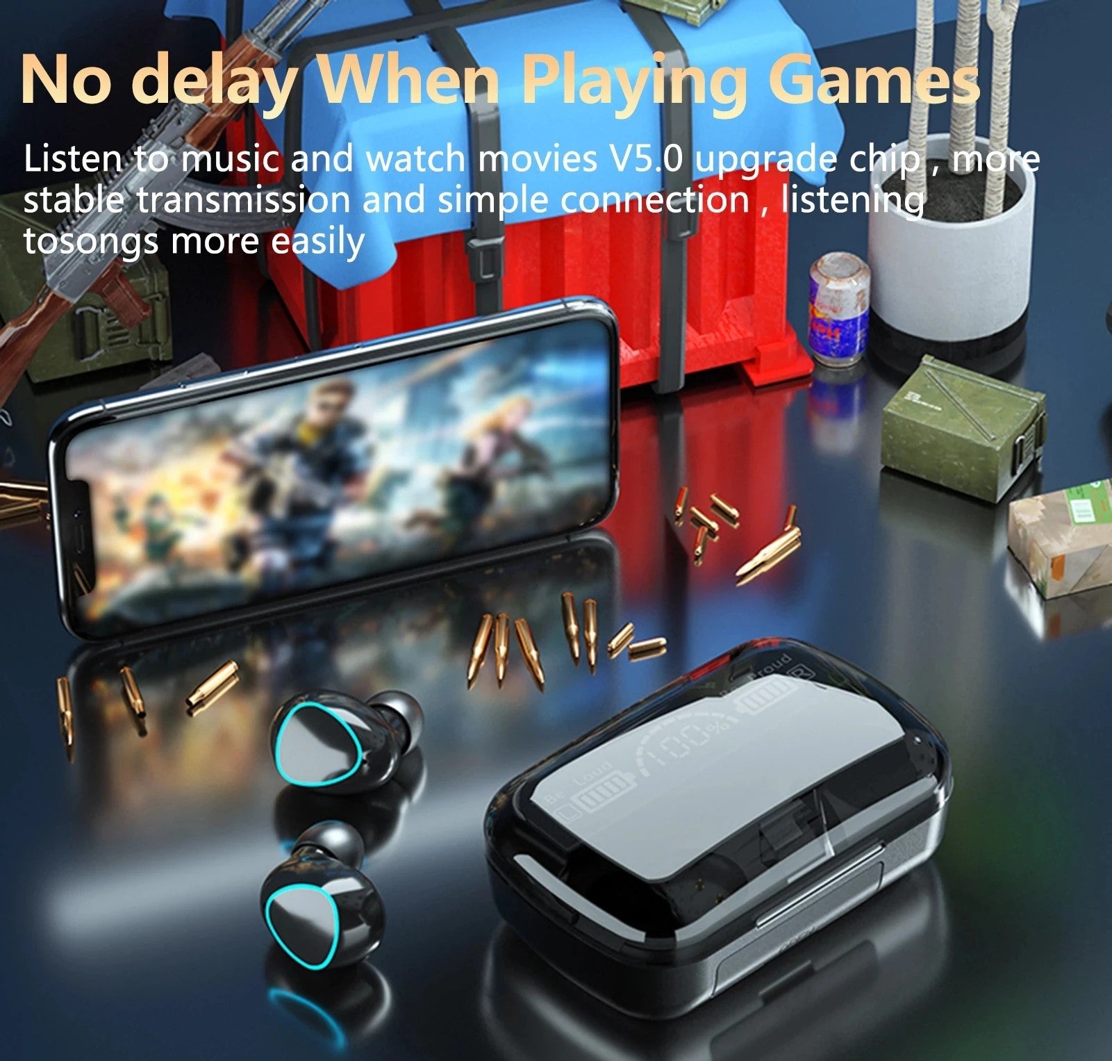 M10 TWS In-Ear Bluetooth Earbuds – Sports Headset with Noise Reduction & Charging Case