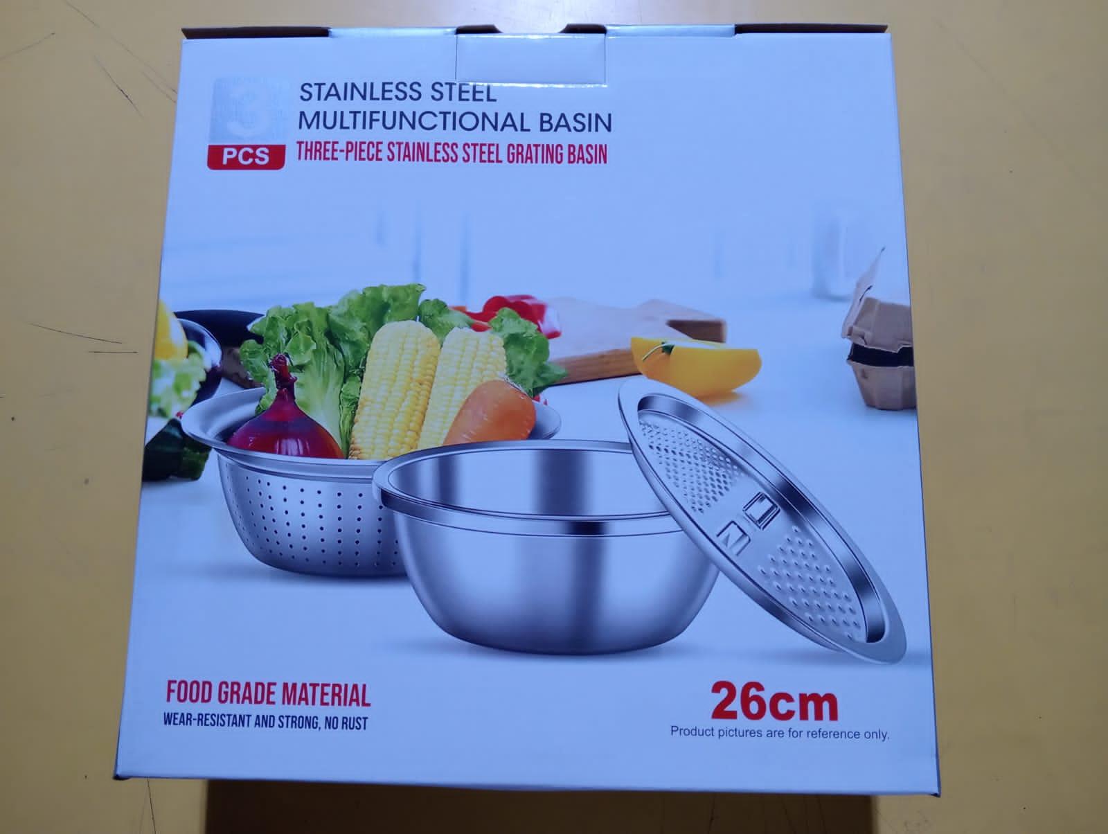 3 in 1 Multifunctional Grater Basin Stainless Steel Set