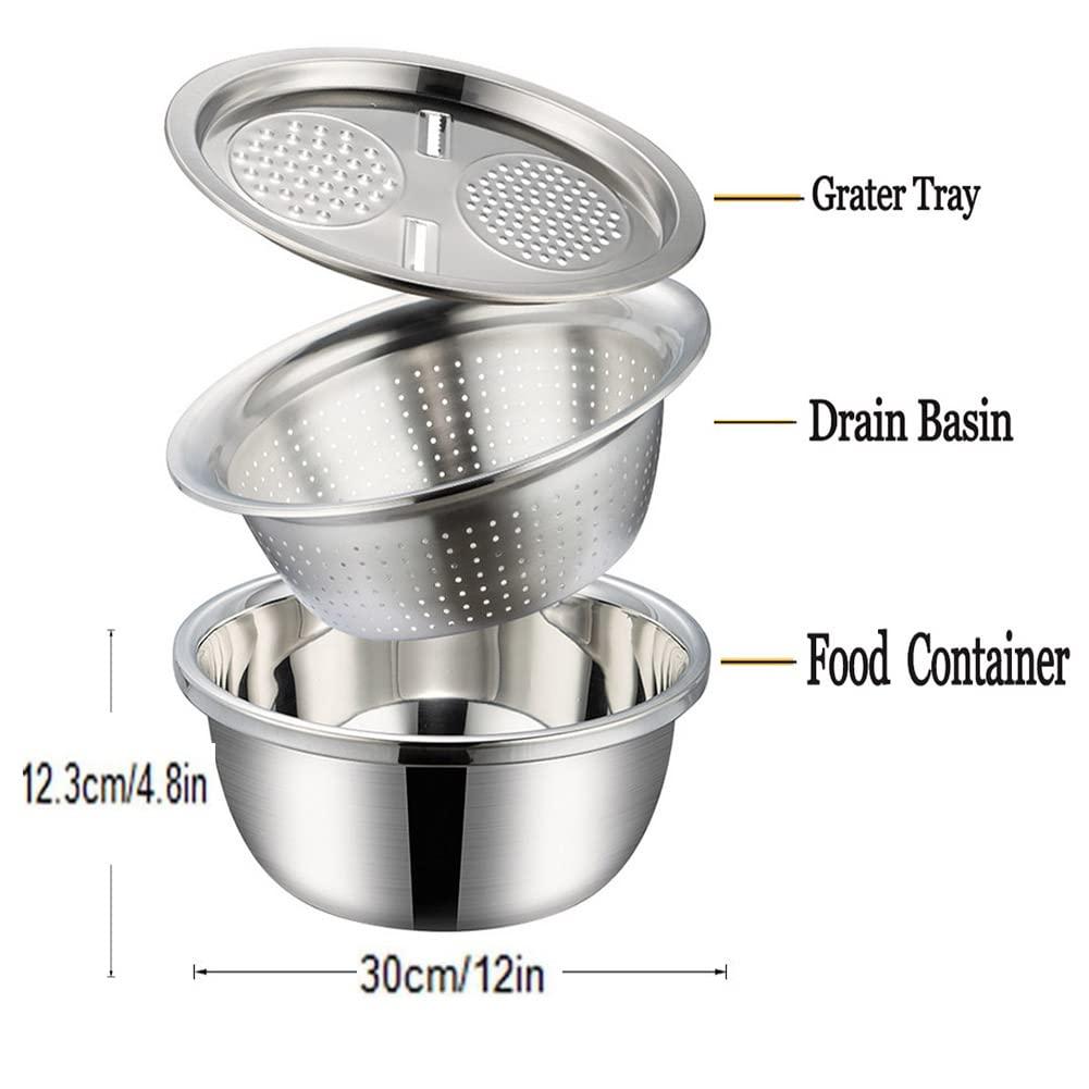 3 in 1 Multifunctional Grater Basin Stainless Steel Set