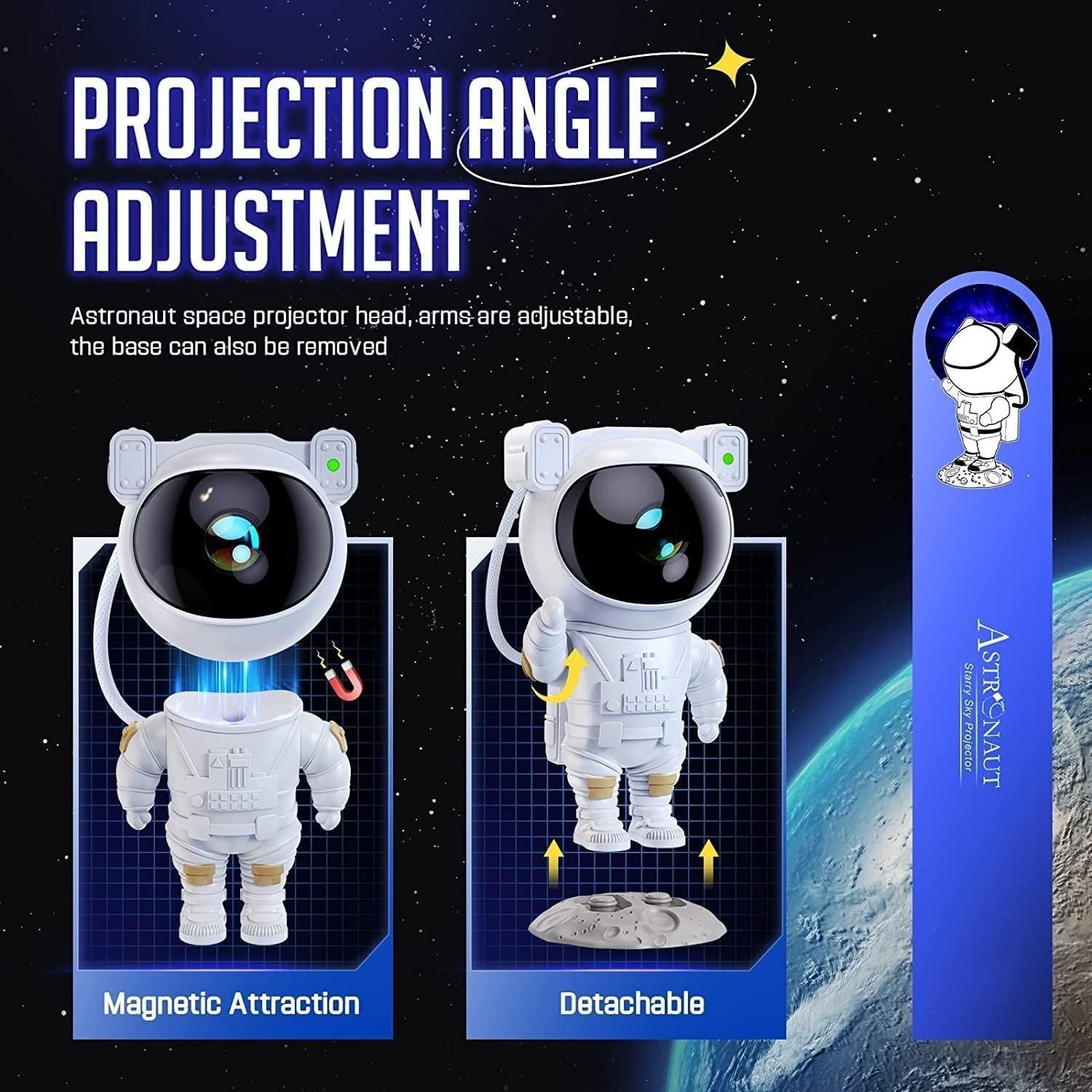 Astronaut Galaxy Projector – 360° Rotating